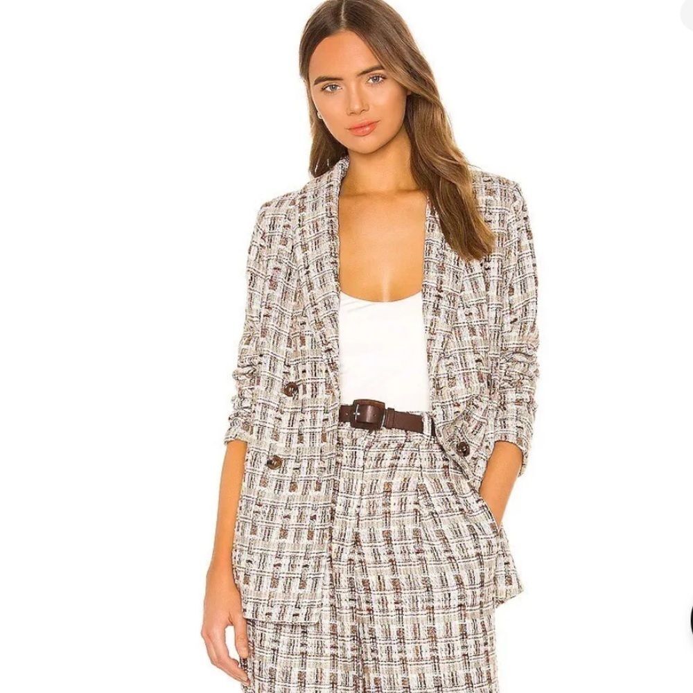 Song of Style Tweed Marley Jacket blazer plaid revolve double‎ breast size M